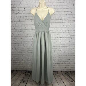 NWD Revelry Platinum Grey Hannah Chiffon Faux Wrap Slit Petite Maxi Long Dress 6